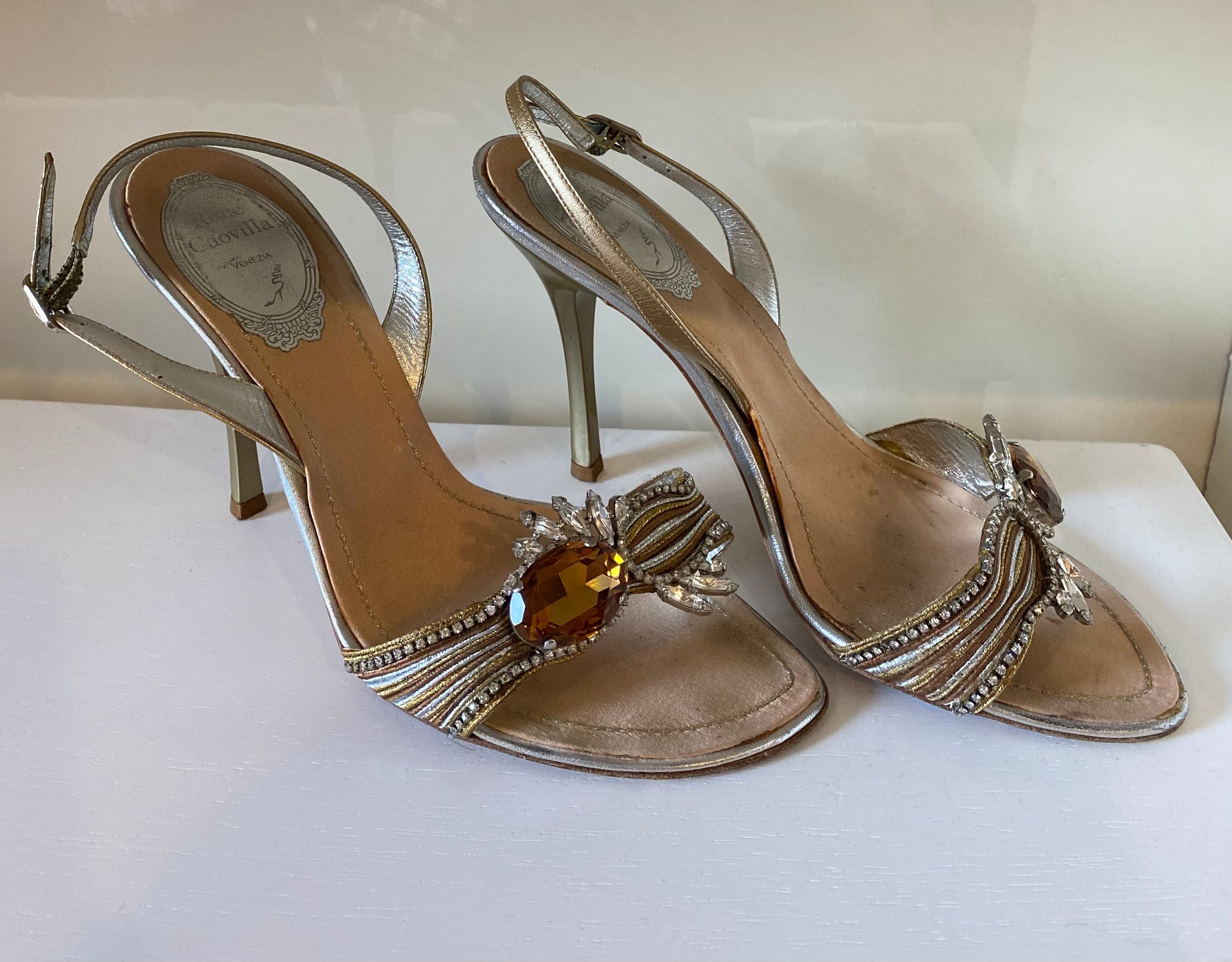 Rene Caovilla Jewelled Slingback Heels