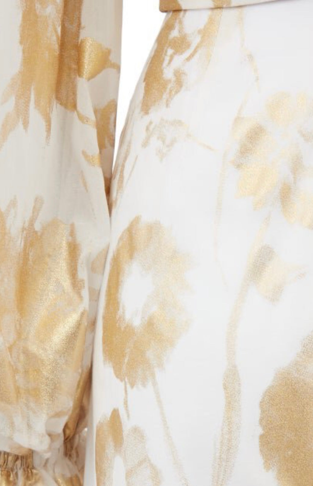 HALPERN
Metallic-Print Off-The-Shoulder Cotton Jumpsuit - White Gold