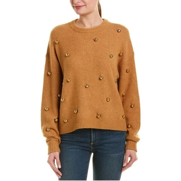 ALICE & OLIVIA tan sweater with gold balls