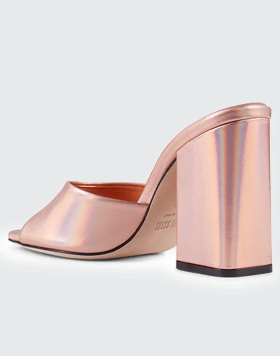 PARIS TEXAS ANJA MULE METALLIC RAINBOW PEACH