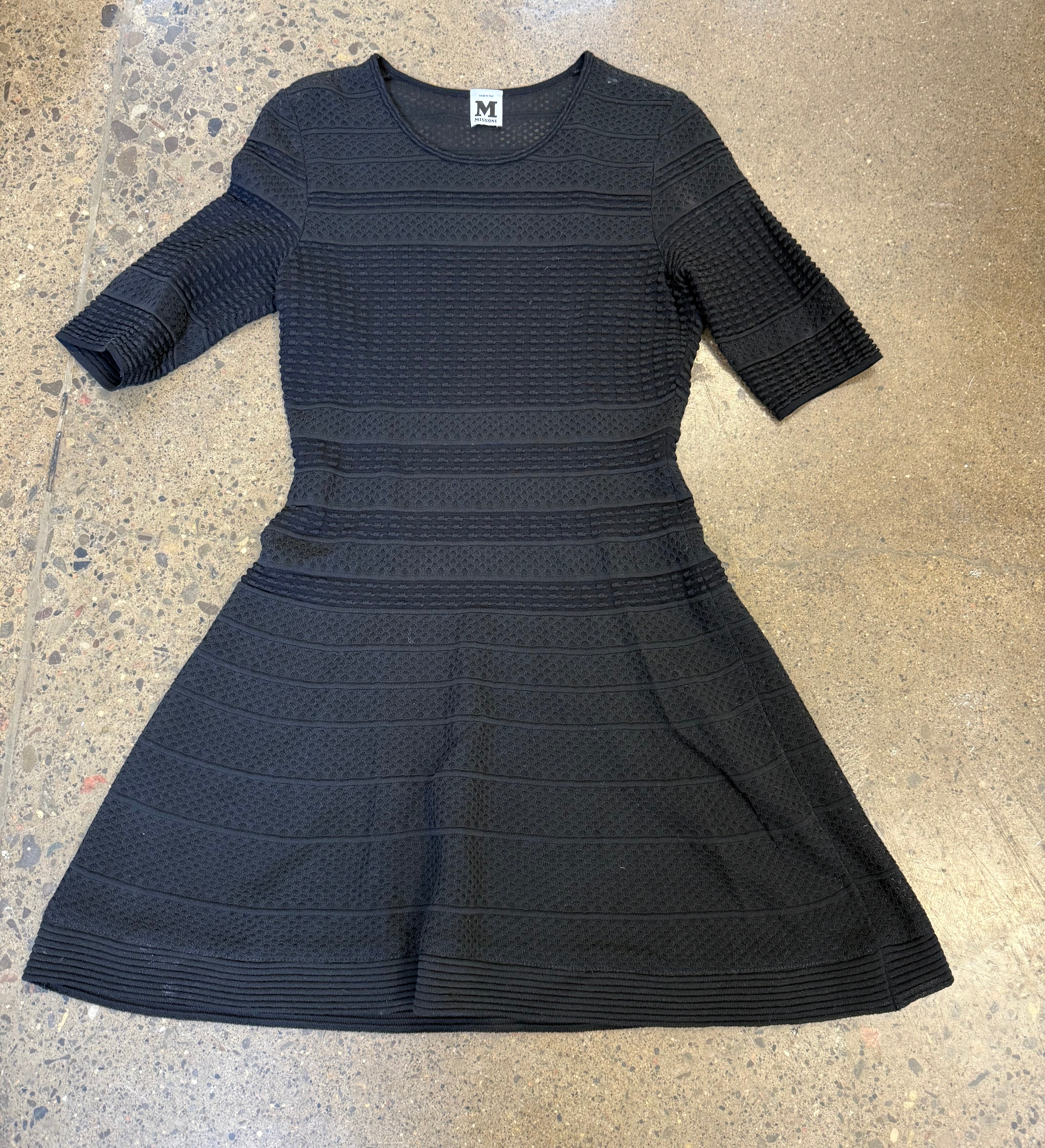 Missoni Black Knit Flared Mini Dress,