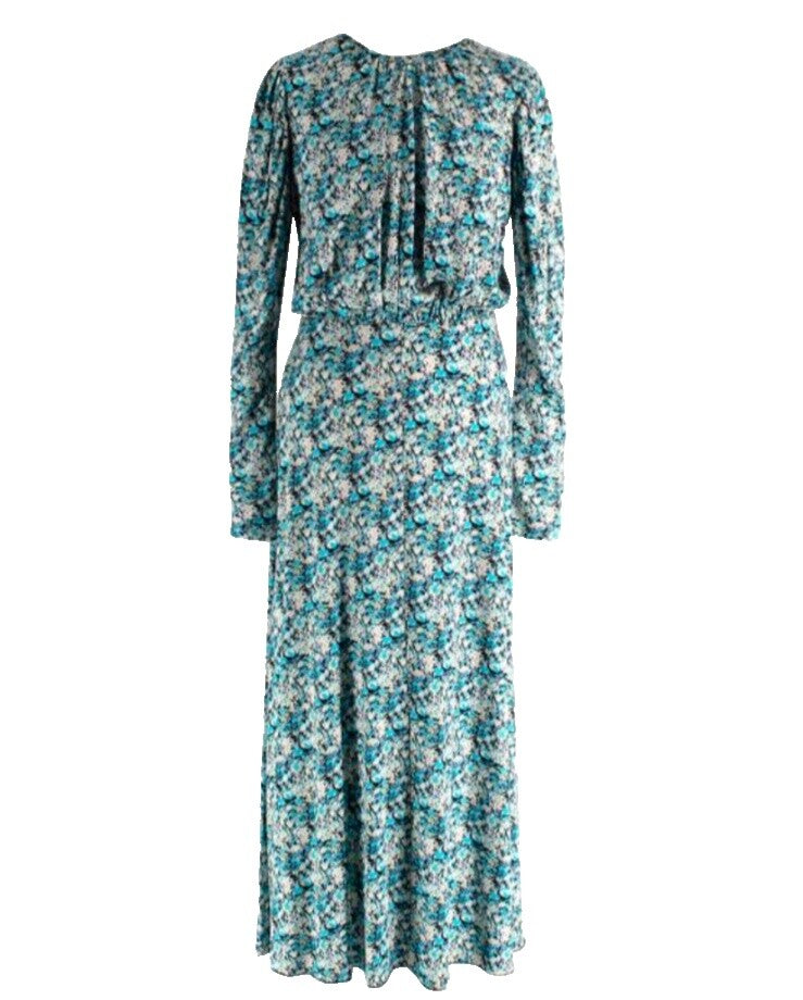 ROTATE blue floral open back stretchy dress