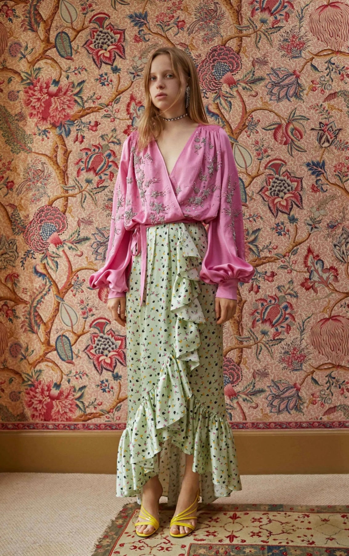 ATTICO pink satin top with jewelled stars