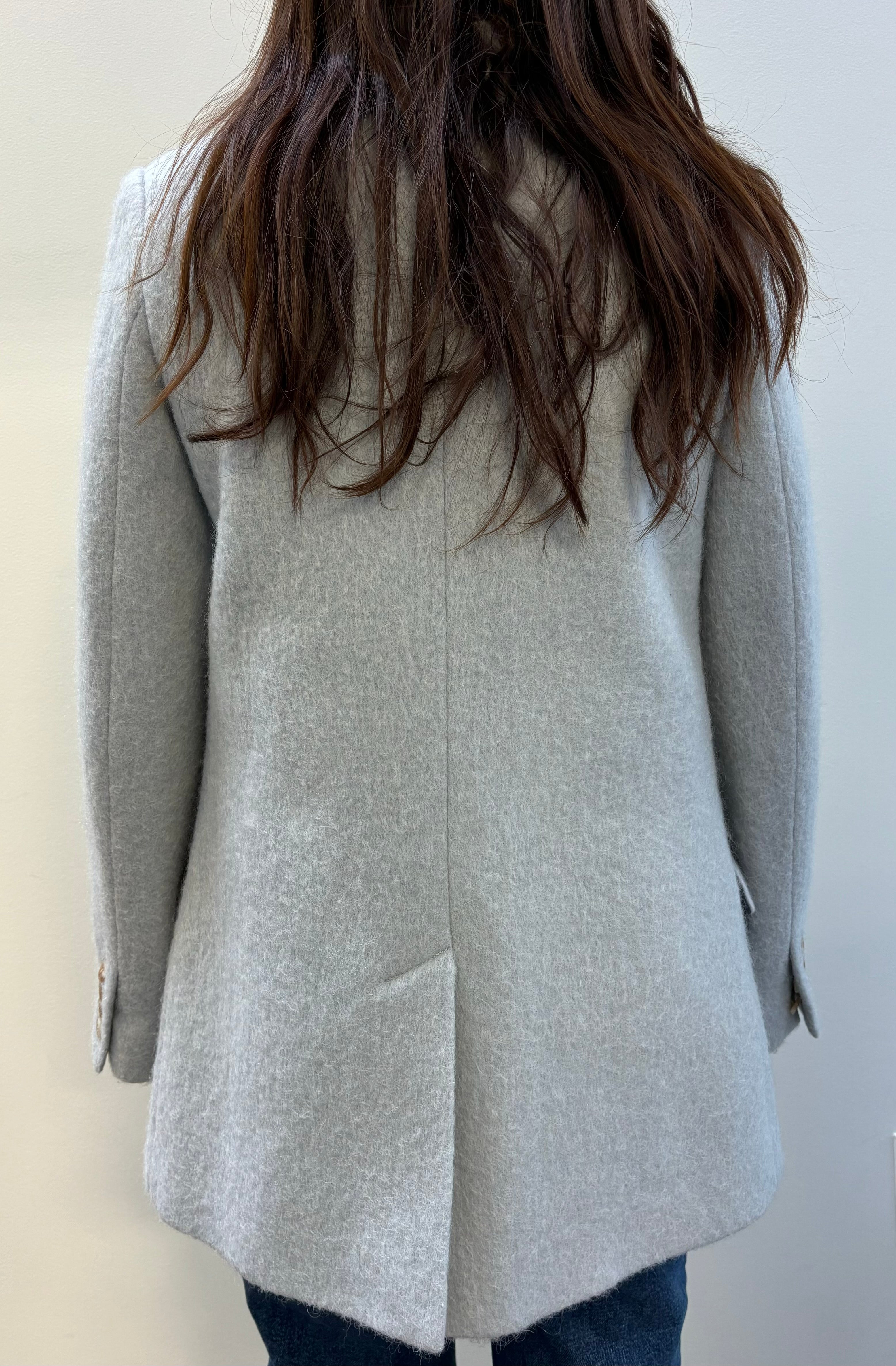 LUXTON grey wool and cashmere blazer jacket
