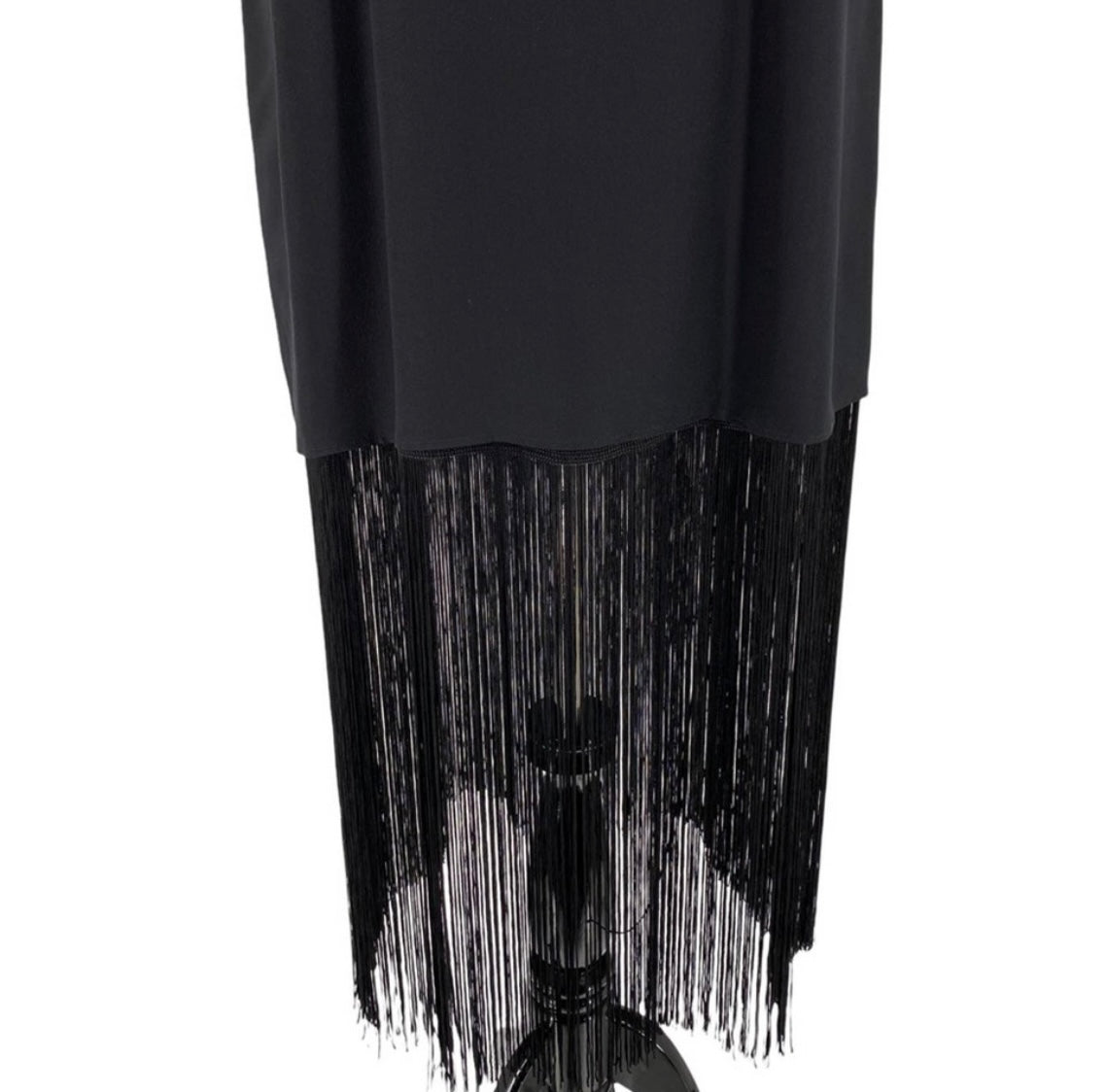 CAMINYC black maxi dress with fringe