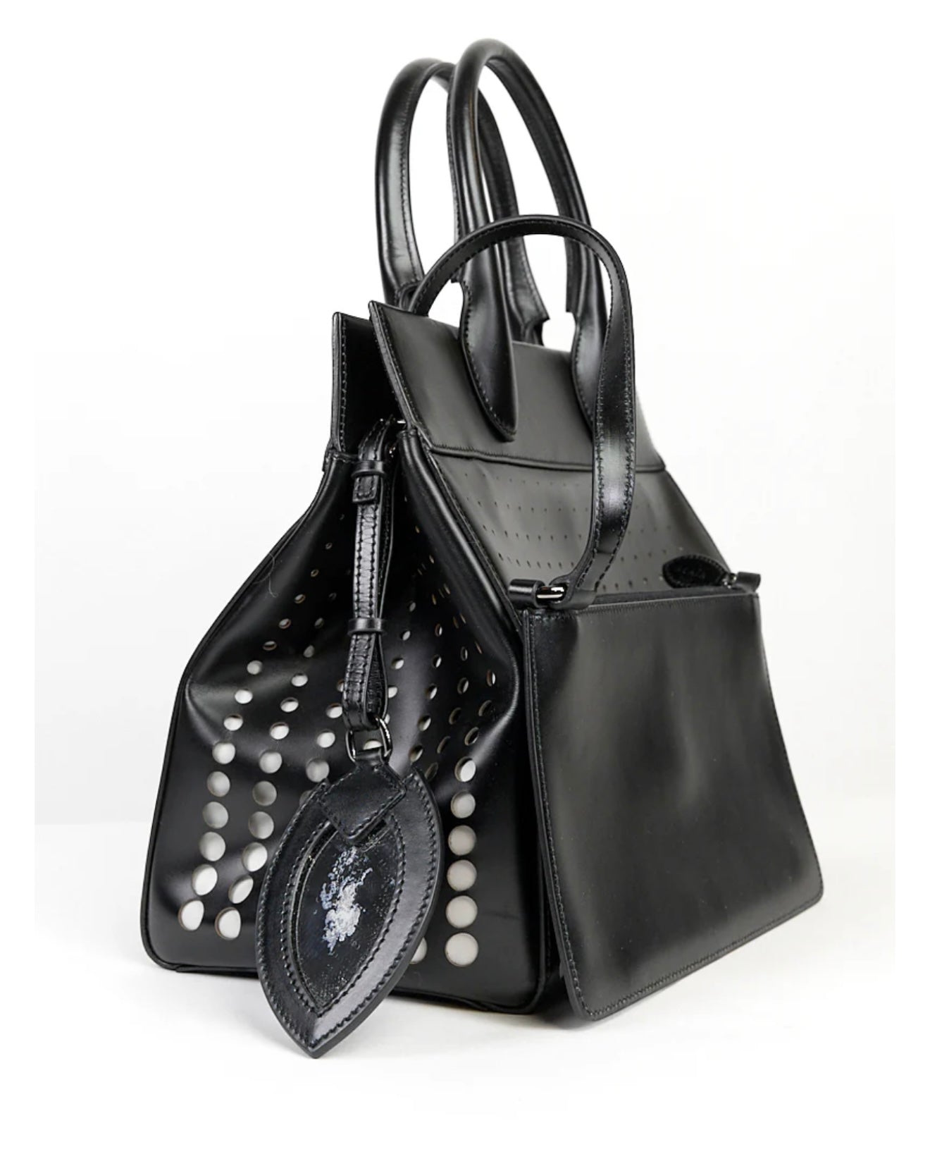 ALAIA PARIS BLACK LEATHER MONOCHROME LASER