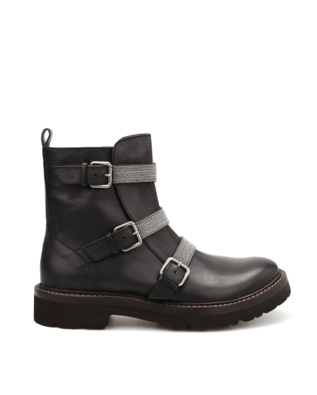 BRUNELLO CUCINELLI black ankle boots with signature sequin bands