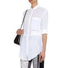 HELMUT LANG white button down with drawstring
