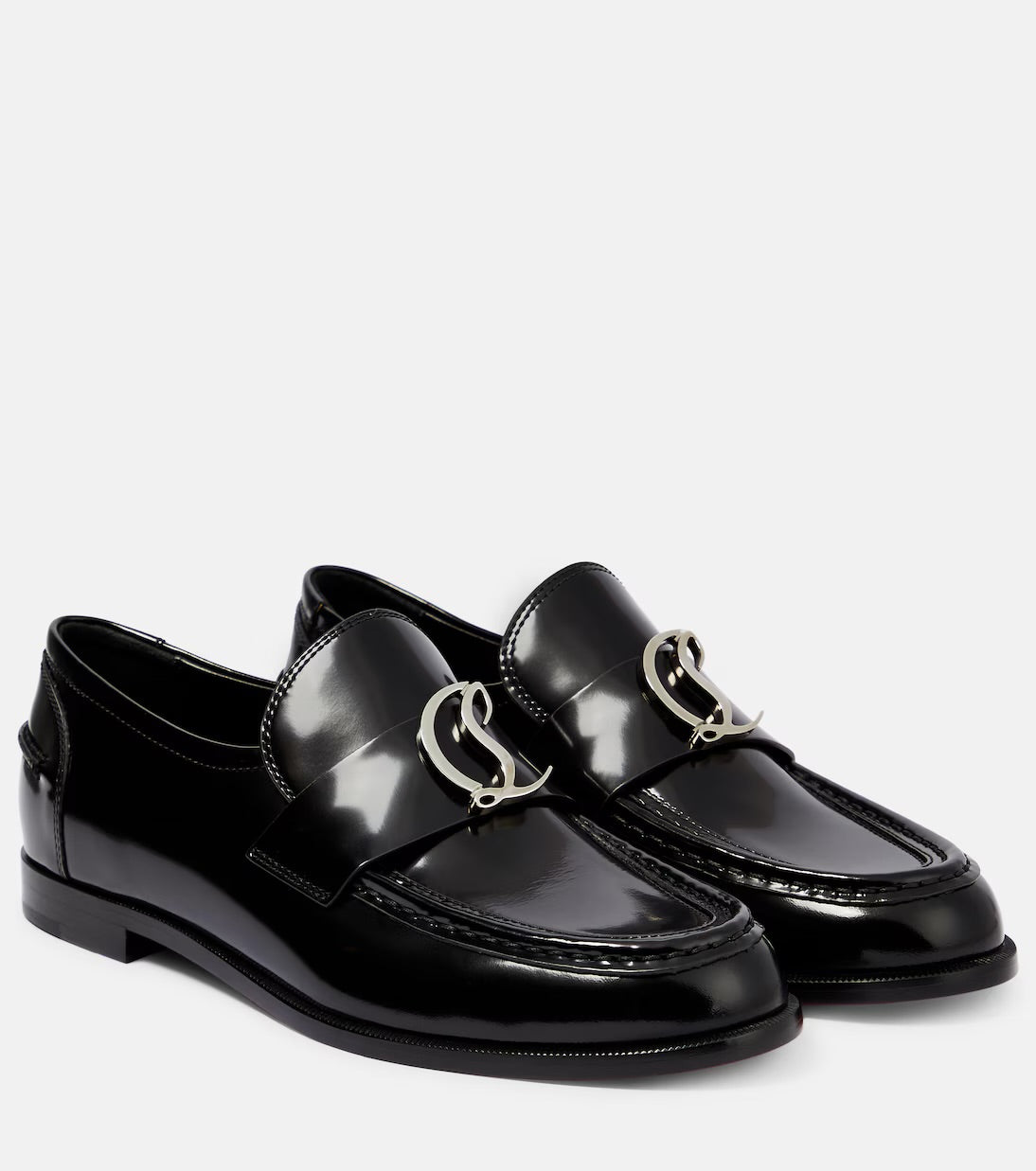 CHRISTIAN LOUBOUTIN moc lug leather loafers in black