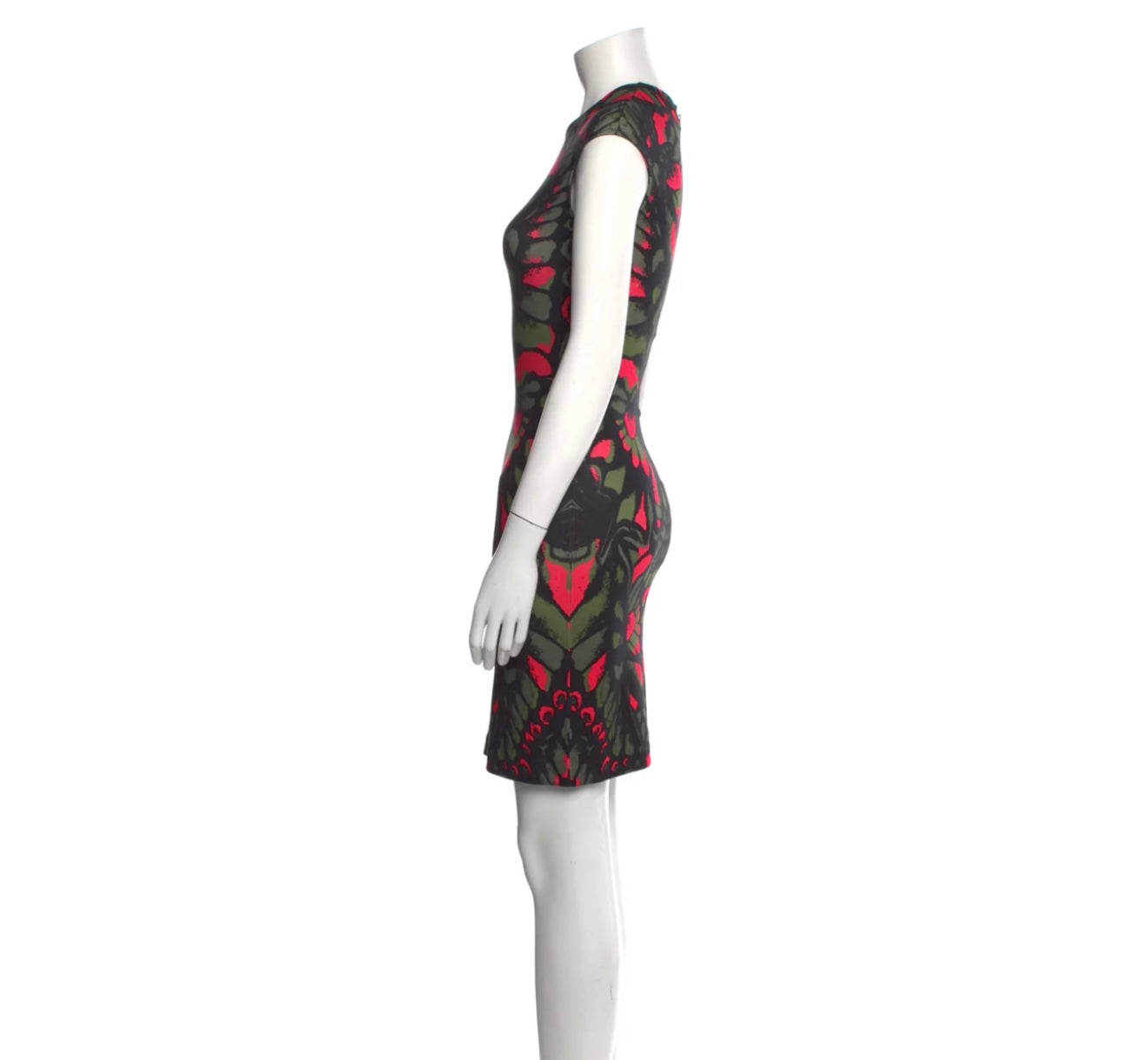 McQ By Alexander McQueen Multicolor Butterfly Kaleidoscope Print Cap Sleeve Dress