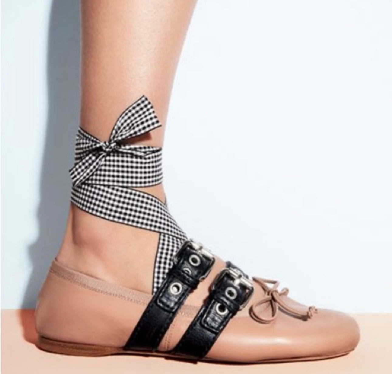 MIU MIU - Pink Ballet Ribbon Flats