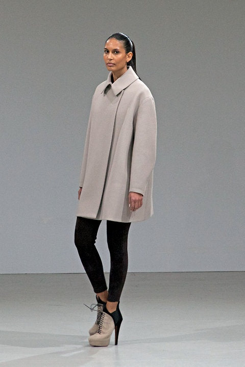 ALAIA cream/taupe wool coat