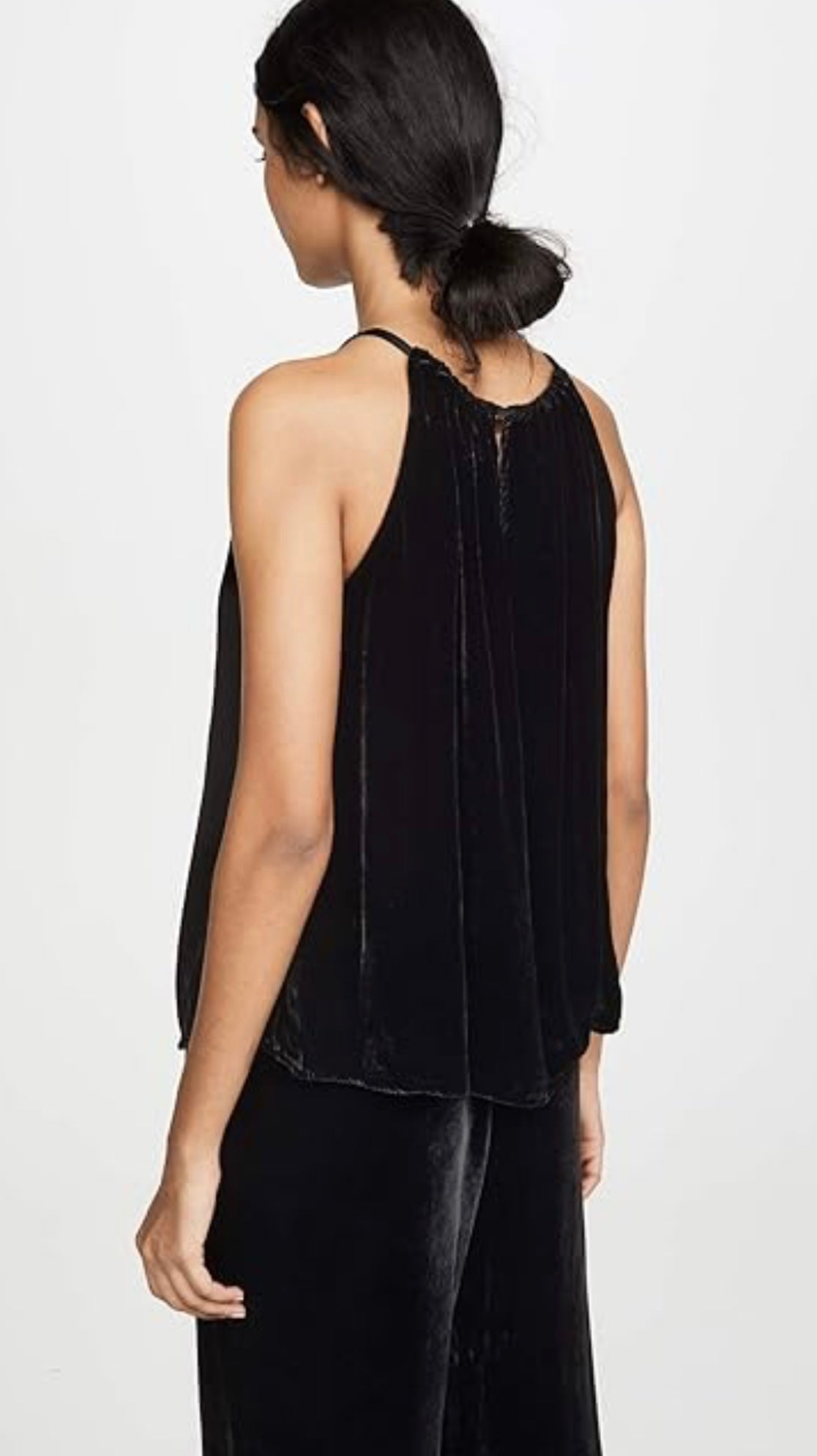 VELVET BLACK HIGH NECK SLEEVELESS TANK