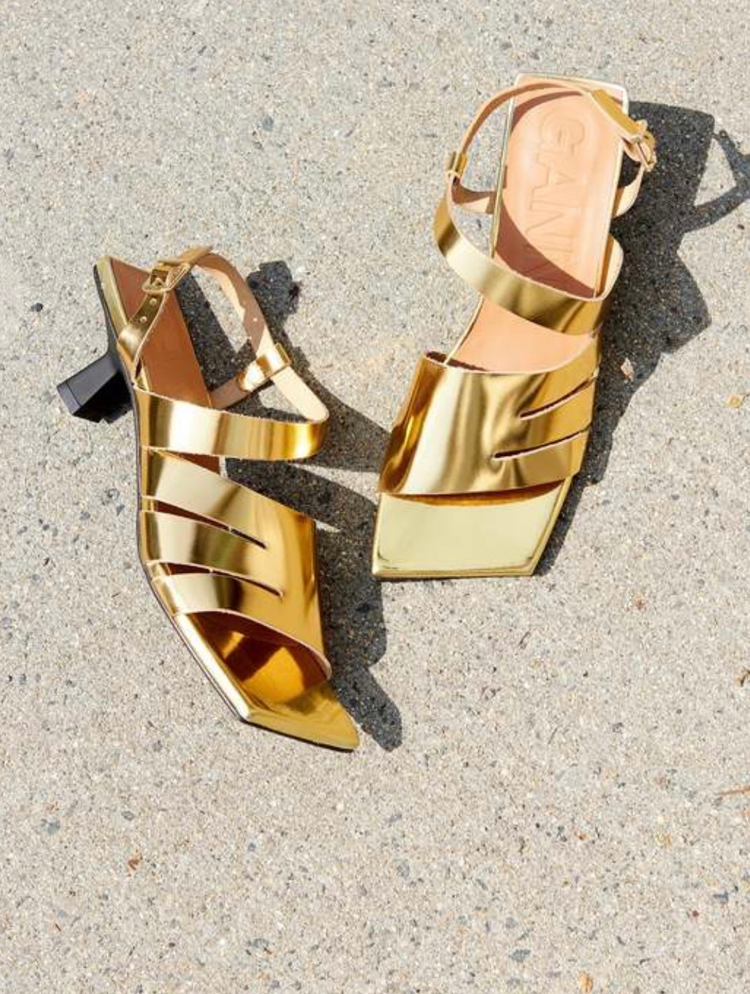 GANNI - Asymmetrical Caged Kitten Heel Sandals