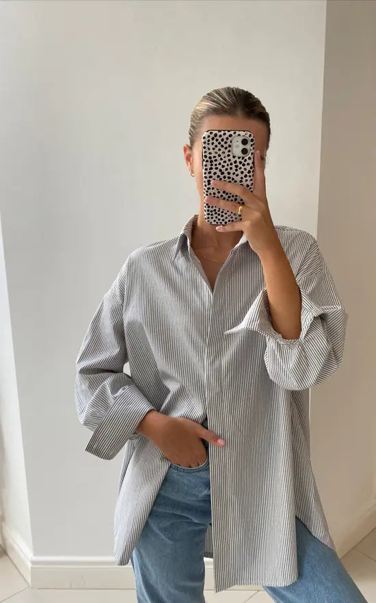 CHARLI tila blouse in grey stripe