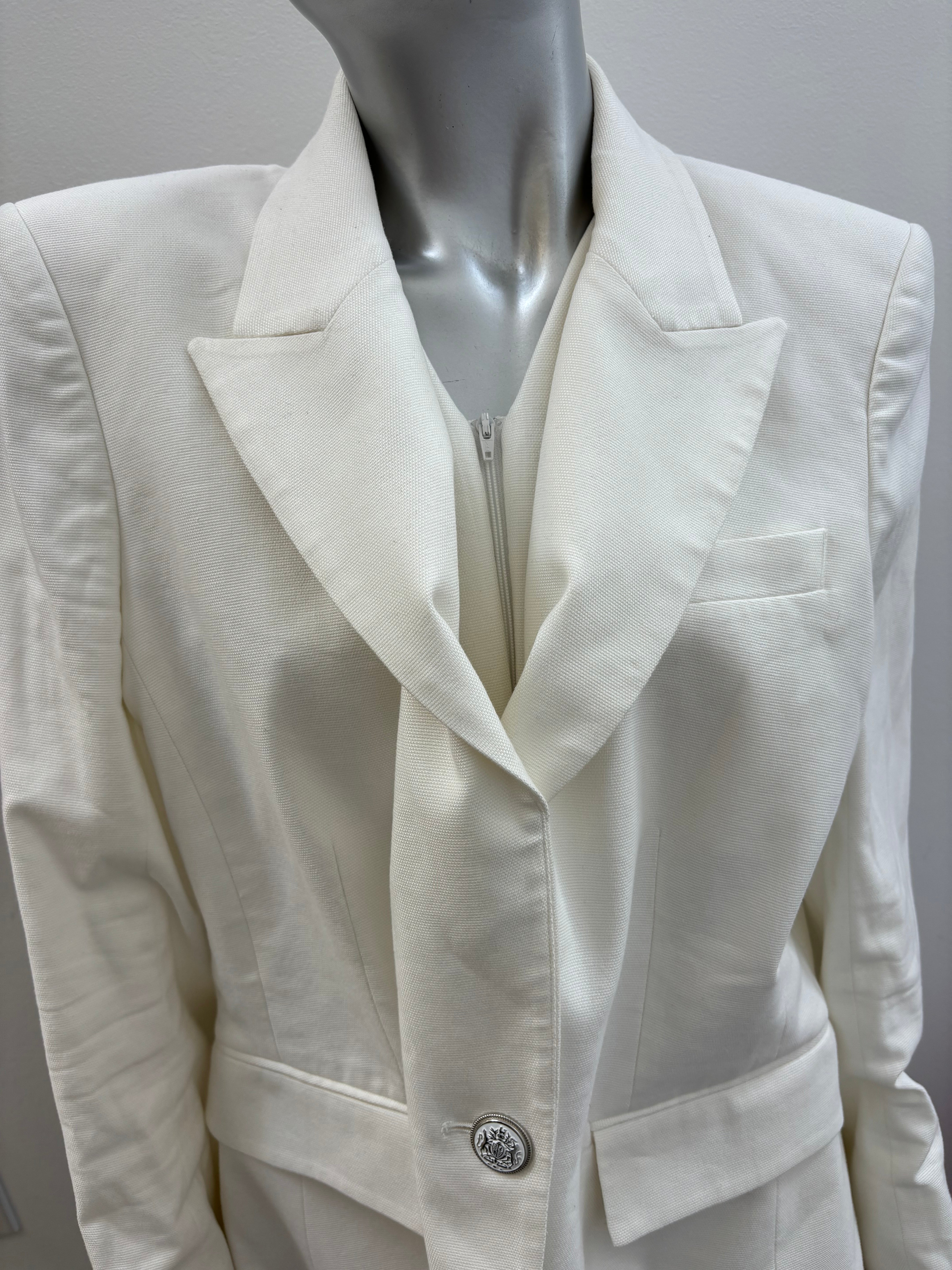 VERONICA BEARD white cotton blazer, CAN ZIP UP
