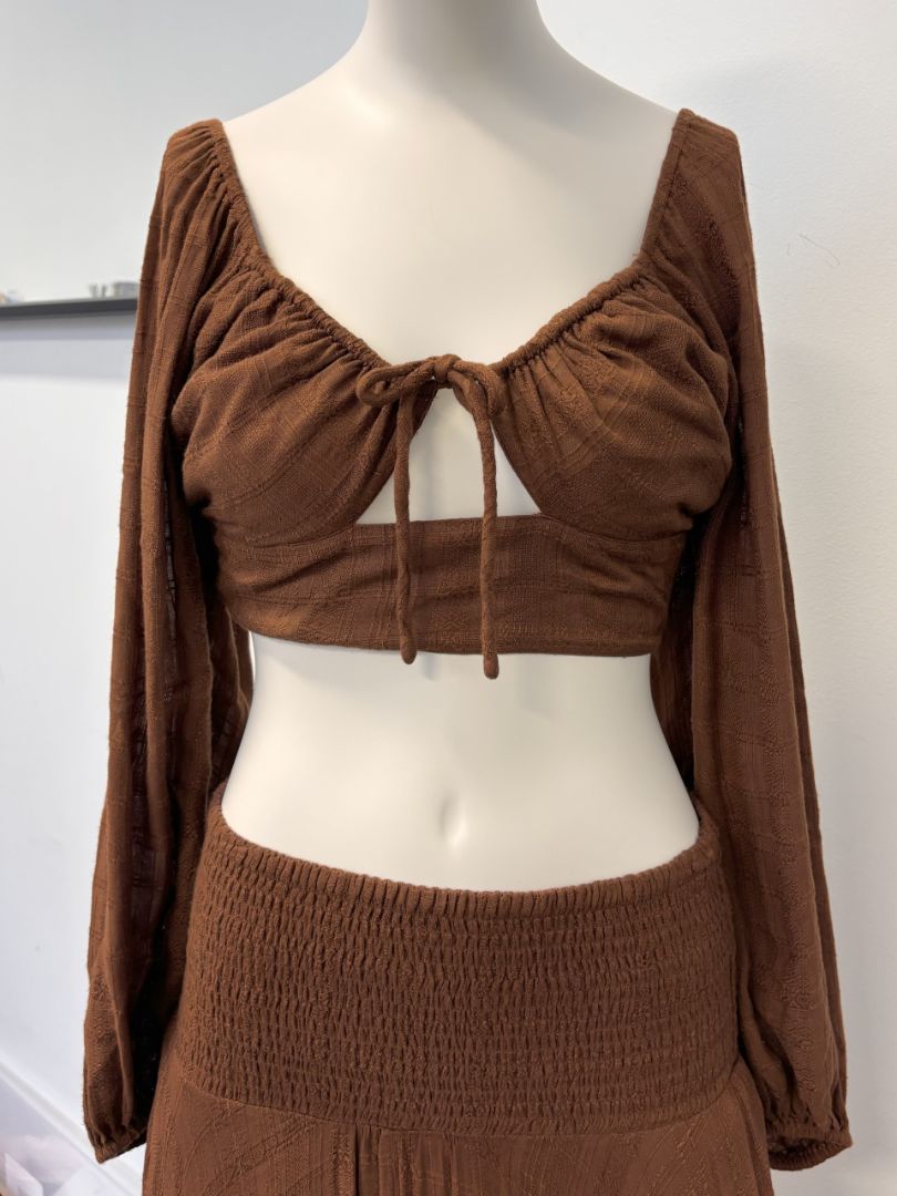 L Space Brown Set, Maxi Skirt and Long Sleeve Top