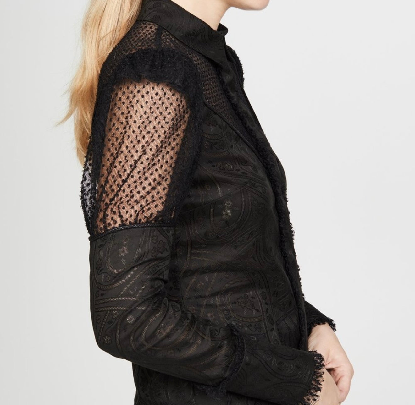 Alexis Long Sleeve Mesh Button Up