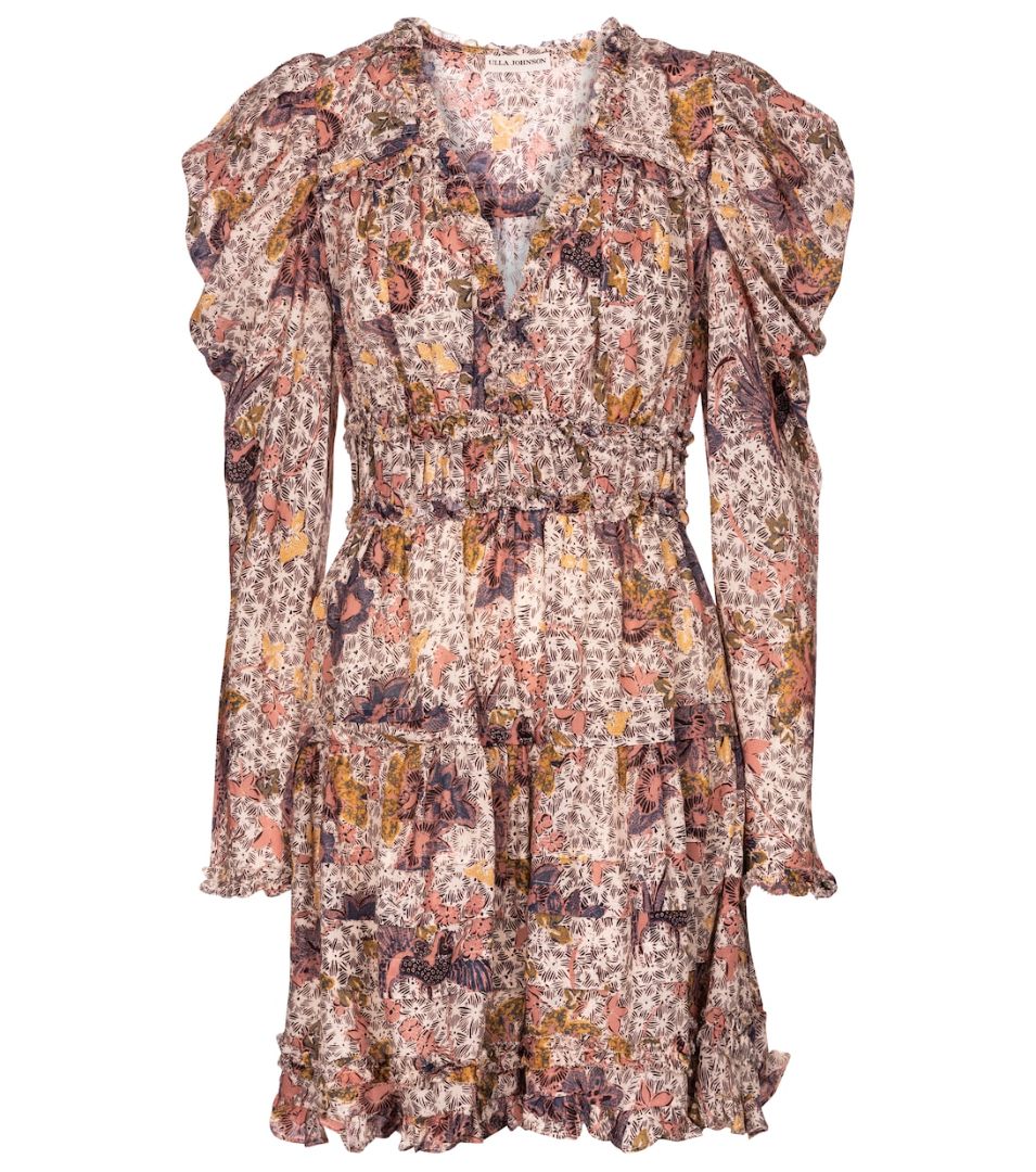 ULLA JOHNSON Floral Puff Shoulder Mini Dress