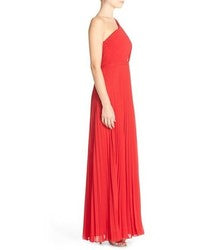 BCBG NWT red pleated red one shoulder dress