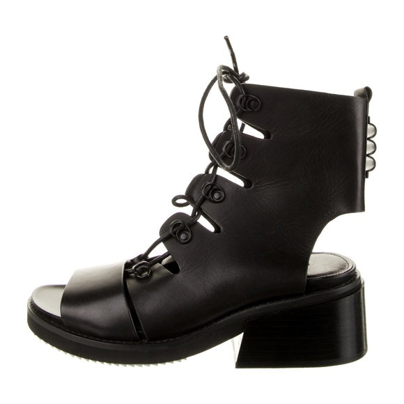 Rudsak Black Leather Lace Up Gladiator Booties