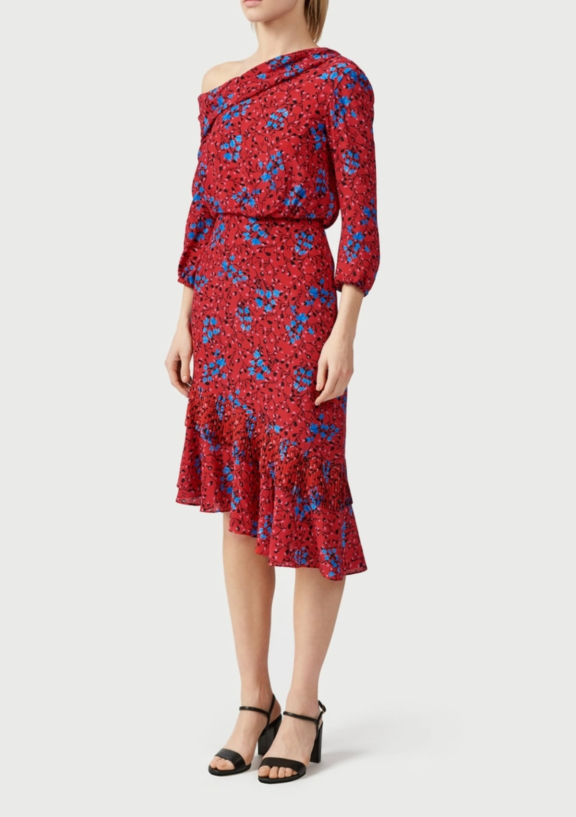 SALONI Lexie Off-Shoulder Floral Print Silk Dress