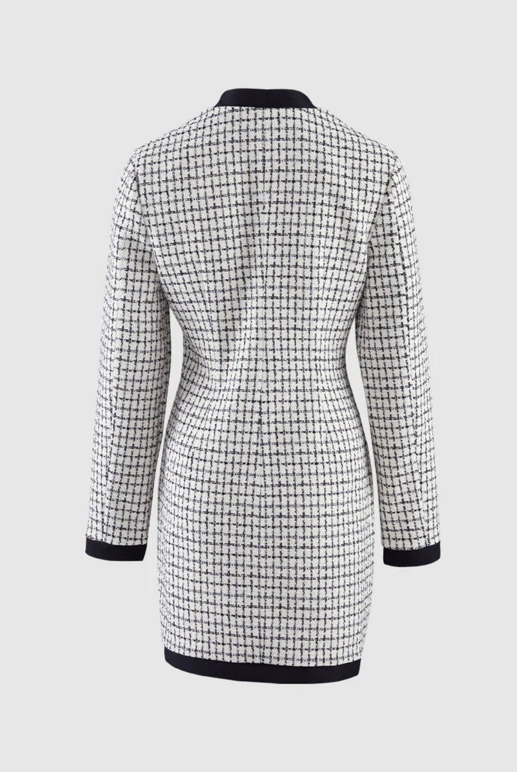 URBAN REVIVO - TWEED PLAID CONTRAST TRIM DRESS