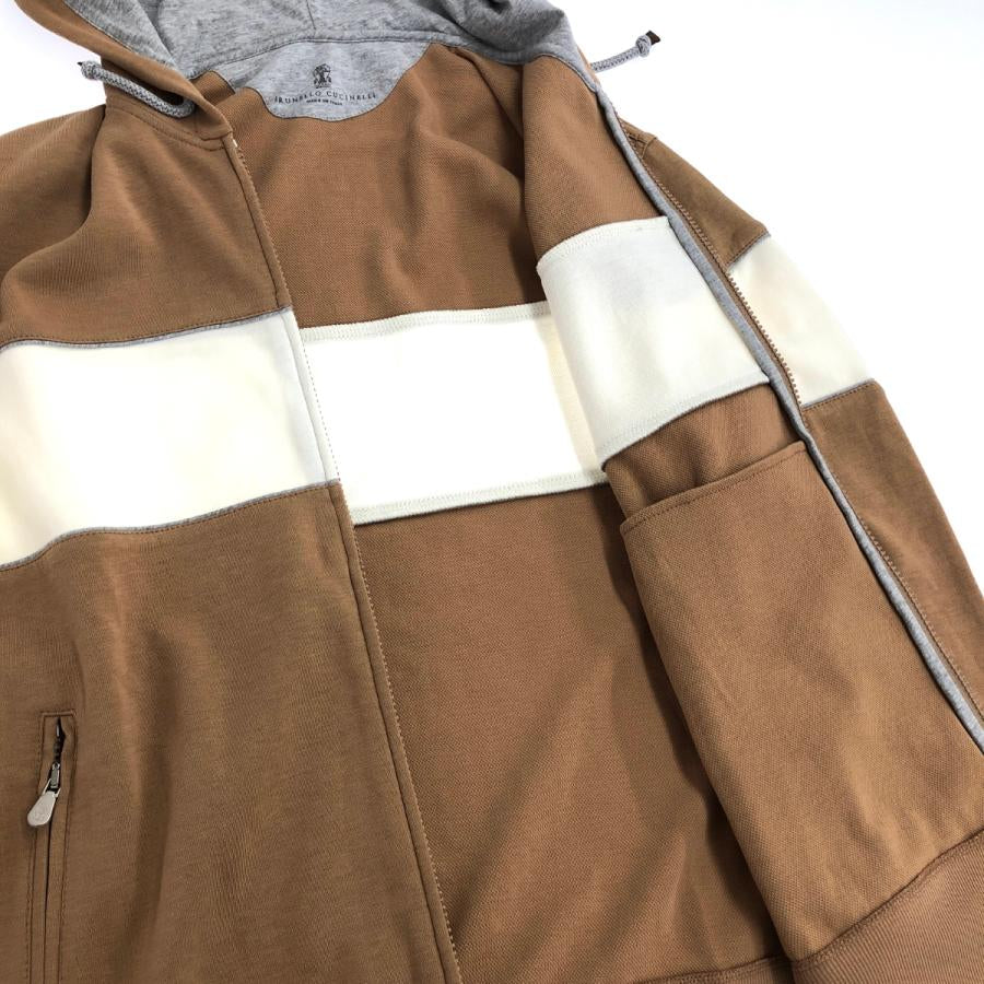 BRUNELLO CUCINELLI bi-colour striped full zip