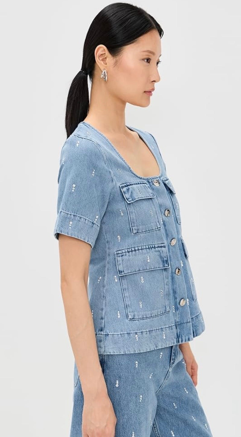ALIGNE - Square Neck Denim Top