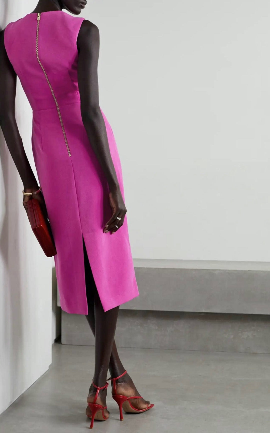 REBECCA VALLANCE magenta sleeveless corset style dress