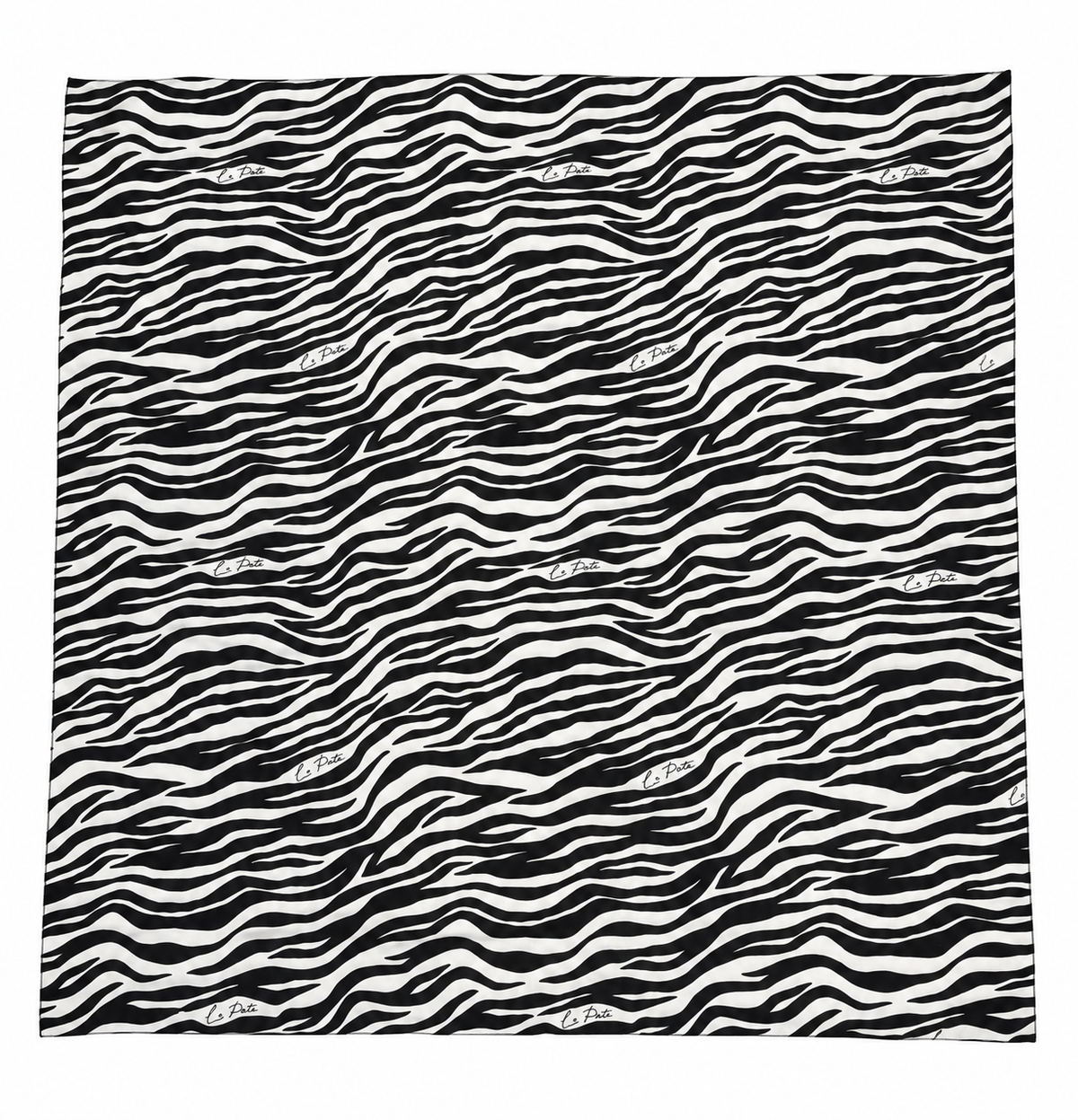 La Porte Black and White Zebra Print Silk Scarf