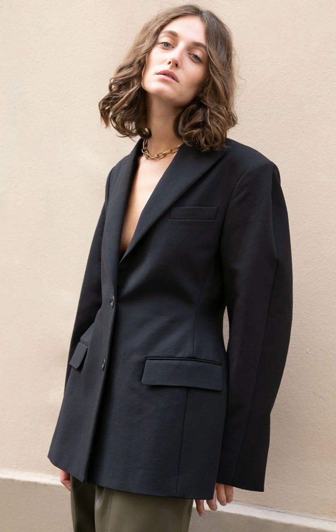 THE FRANKIE SHOP - COLETTE HOURGLASS BLAZER - BLACK