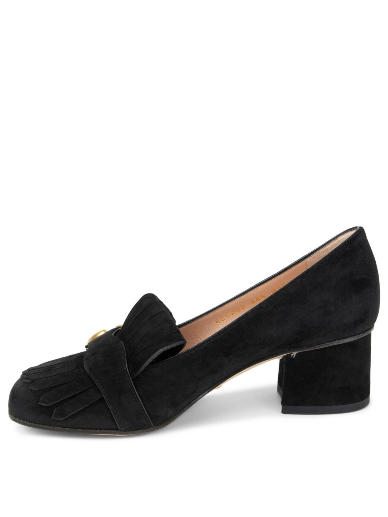 Gucci GG Marmont Fringe Mid Heel Heel Pumps Black