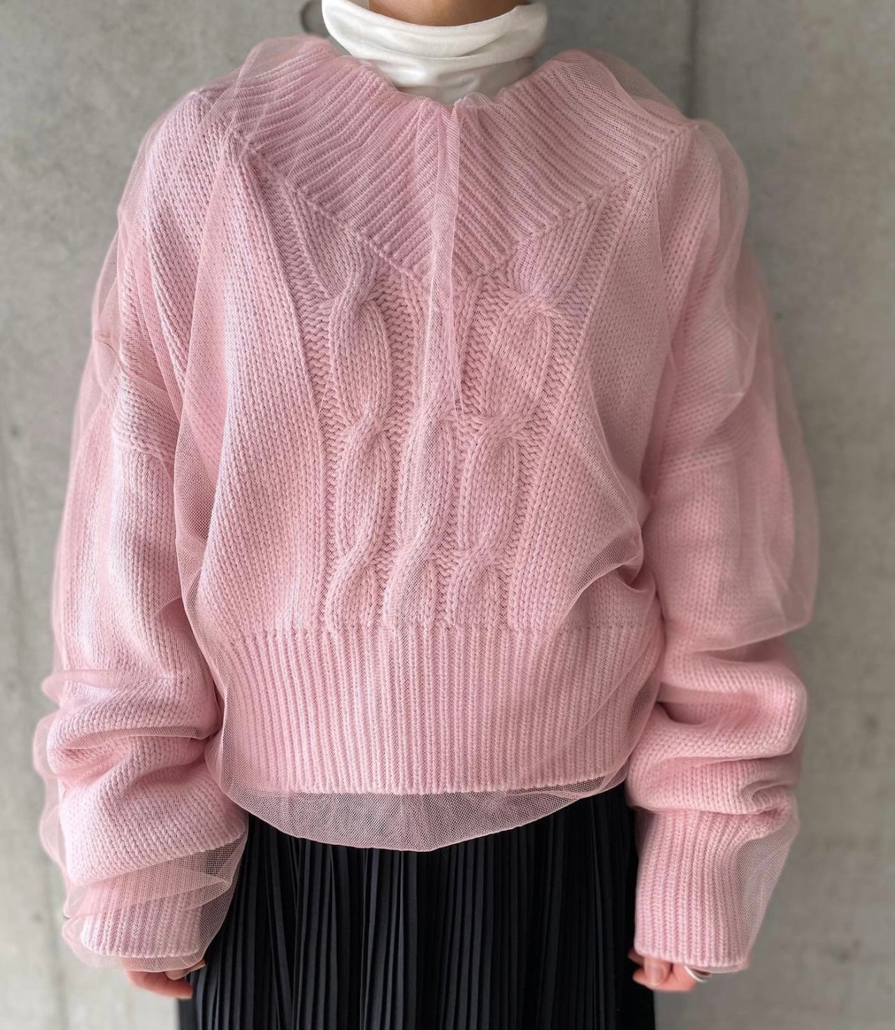"MSGM" Milano - tulle layered cable knit