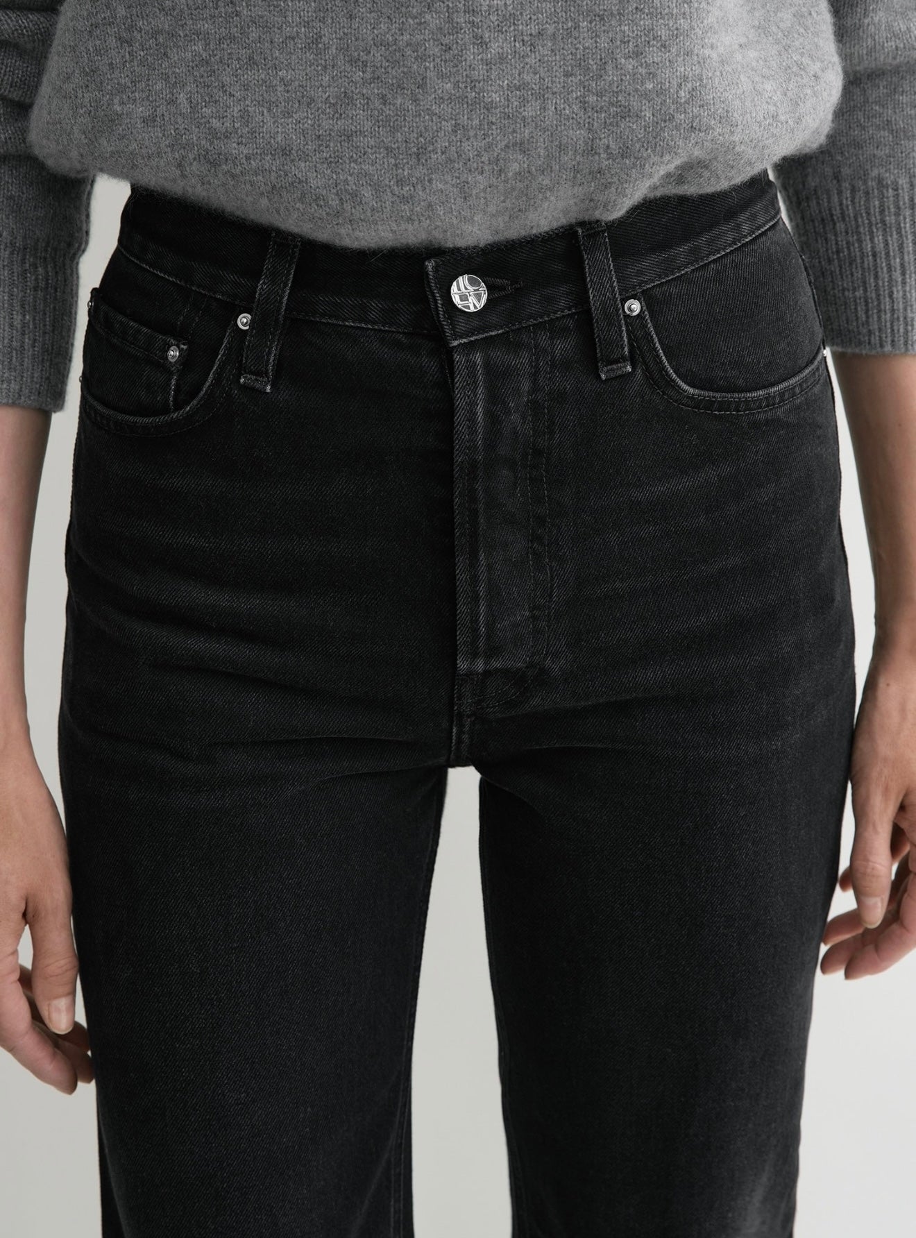 Toteme - Black Washed Original Straight-Leg Jeans