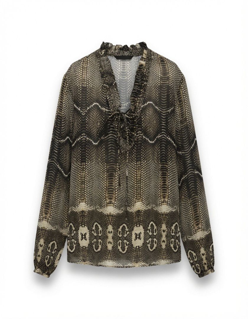 Roberto Cavalli Silk Snake Print Blouse