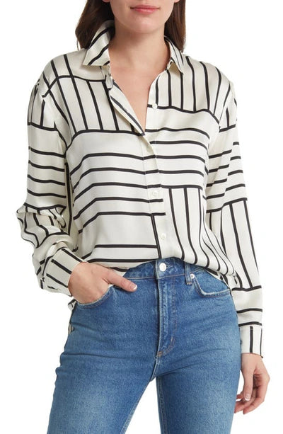 RAILS silk button up with black stripes