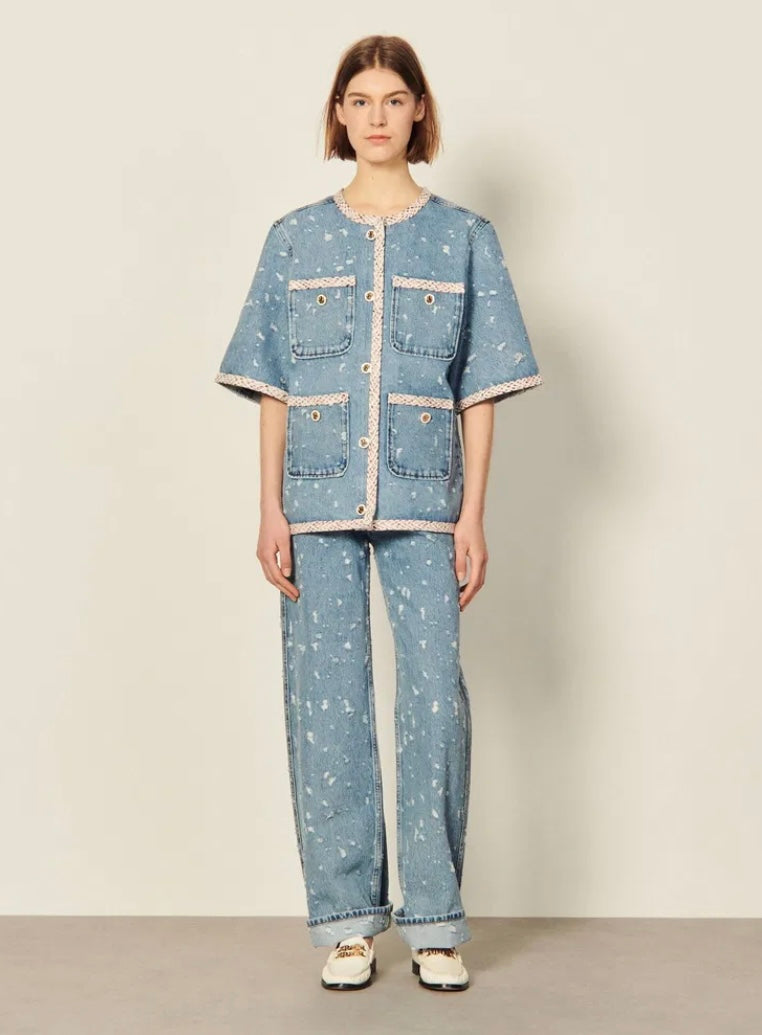 SANDRO
Short-Sleeved Denim Jacket