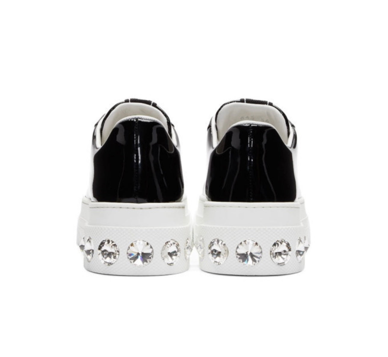 Miu Miu Black Patent Crystal Platform Sneakers