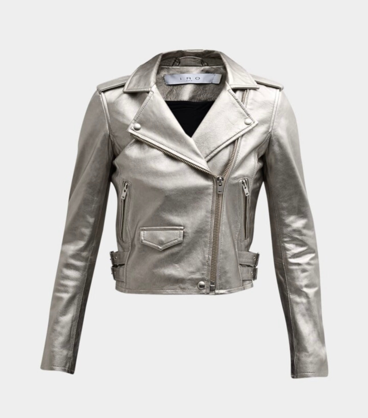 IRO Asheville Cropped Metallic Leather Jacket