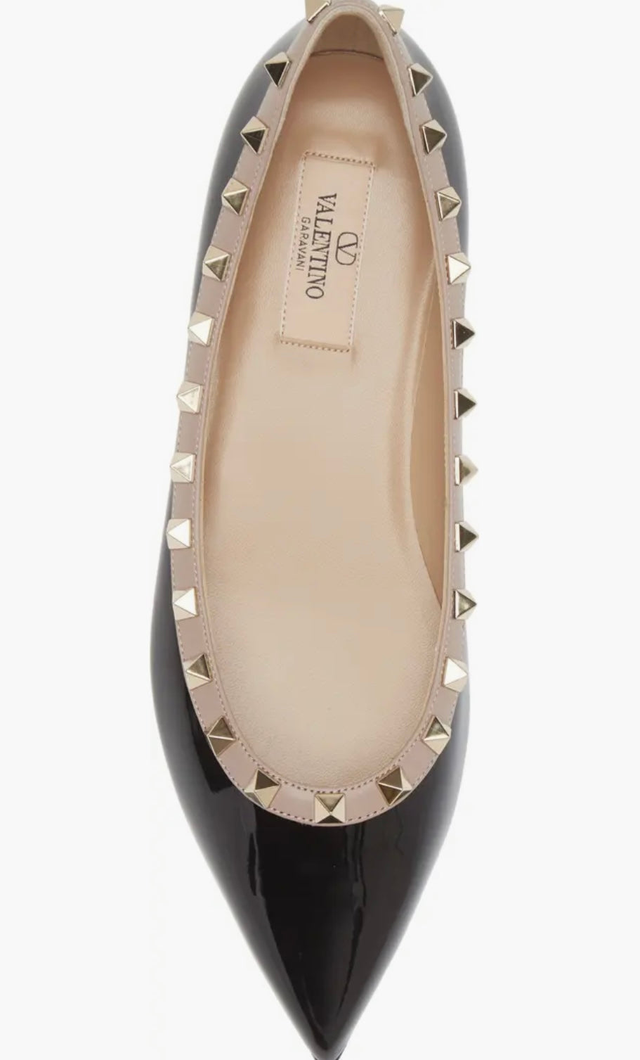 Valentino - Rockstud Pointed Toe Ballerina Flat
