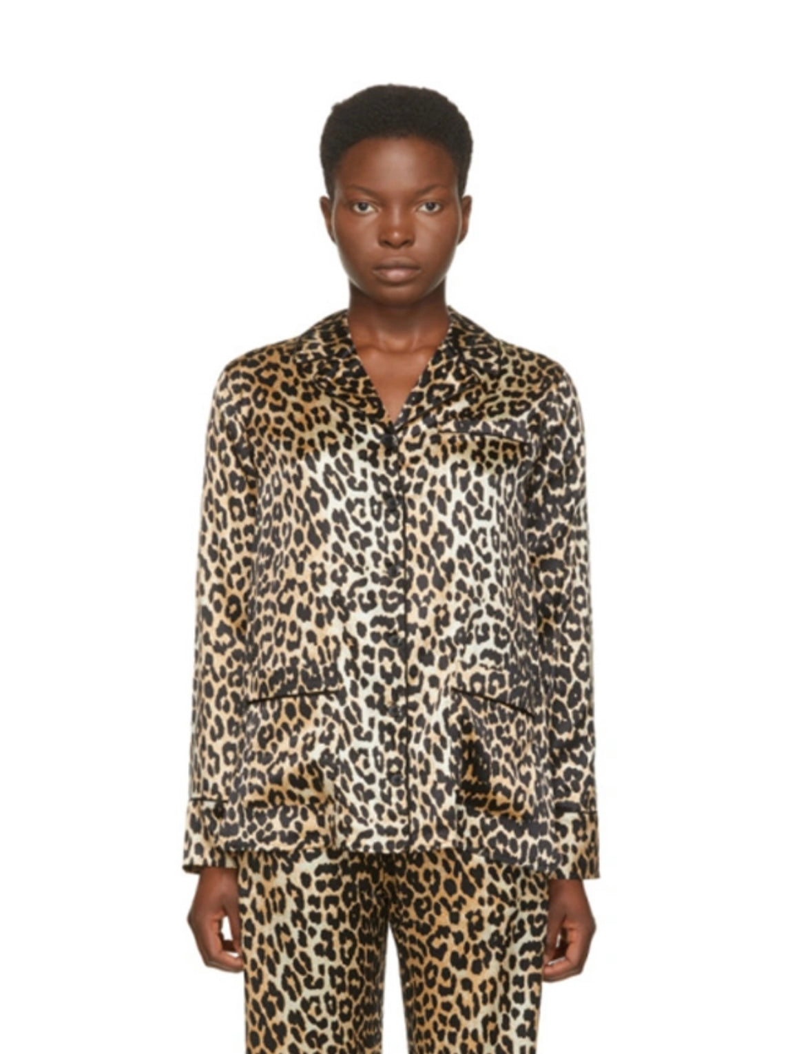 GANNI - Leopard Print Stretch Silk Pajamas