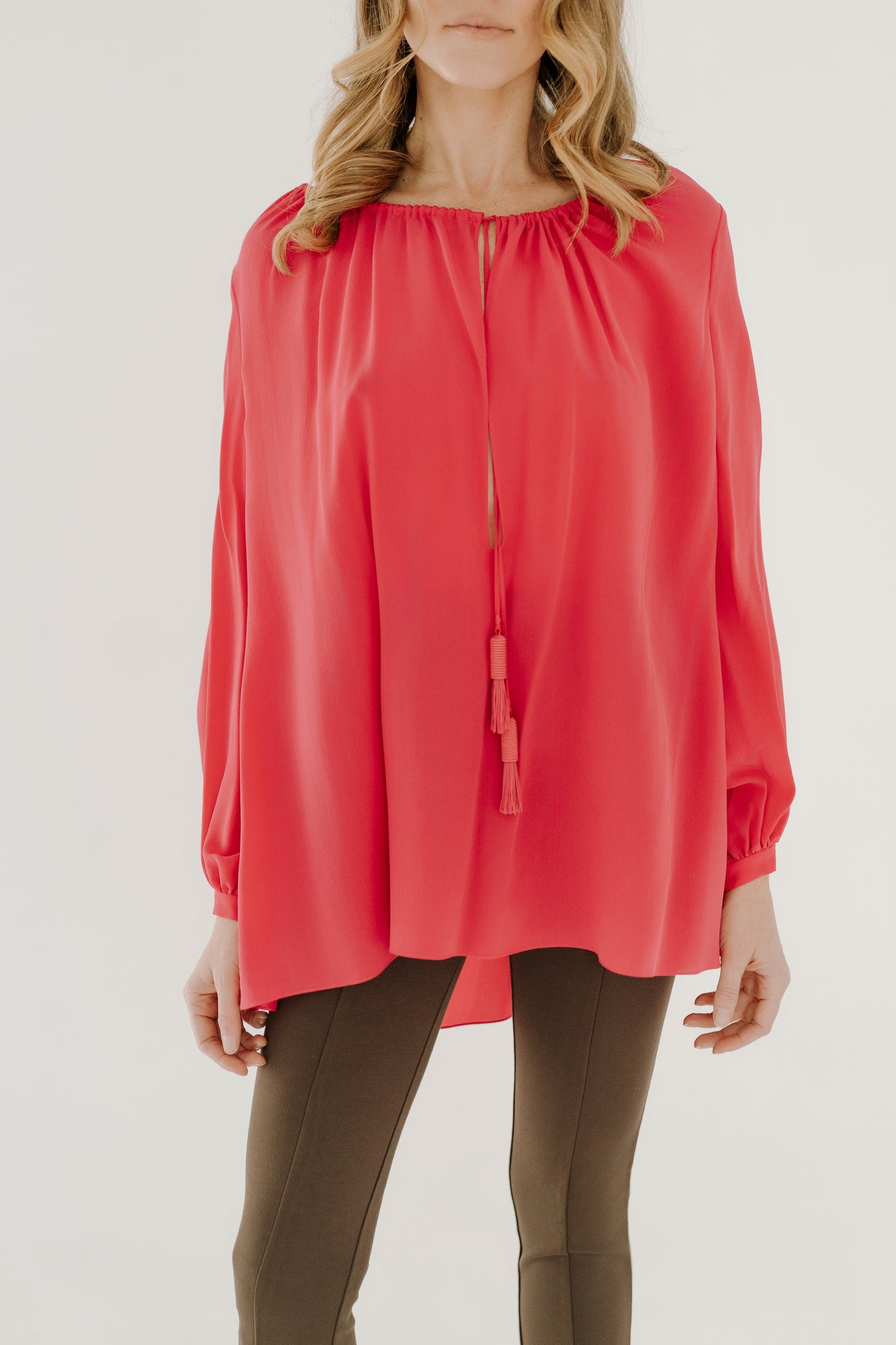 SAINT LAURENT long sleeve blouse with tassels