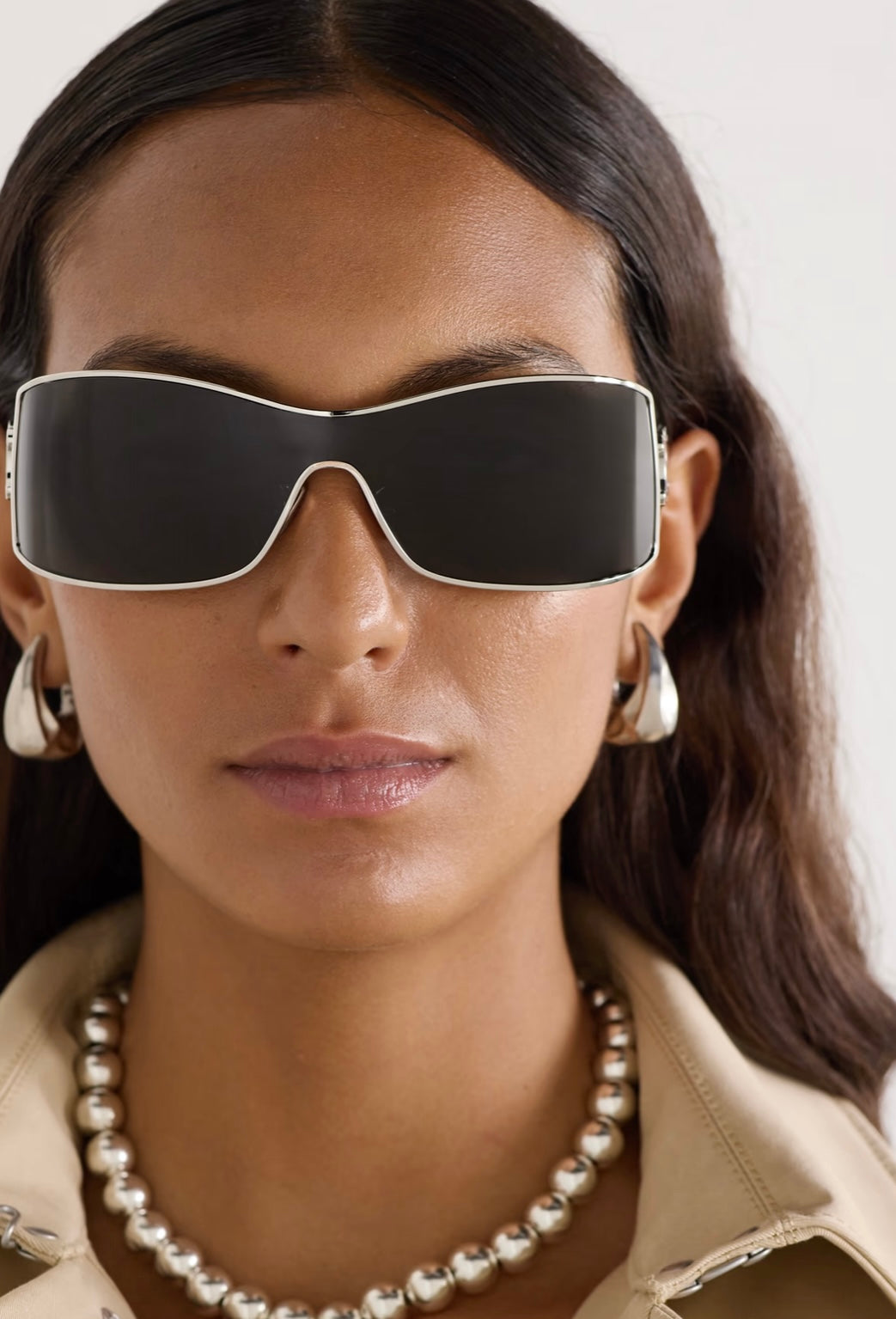 CELINE EYEWEAR
Rectangular-frame silver-tone sunglasses