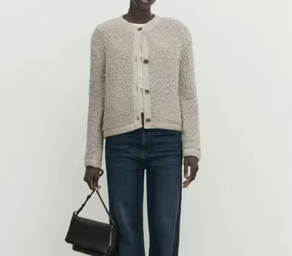 Massimo Dutti Bouclé Knit Cardigan