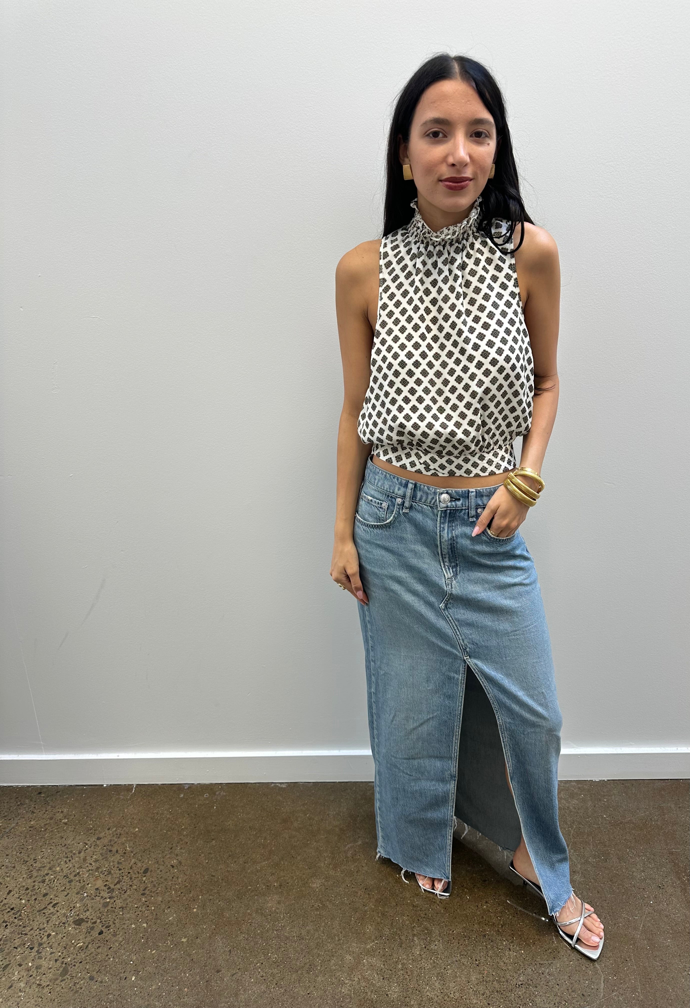 RAG & BONE - FRONT SLIT DENIM MAXI SKIRT