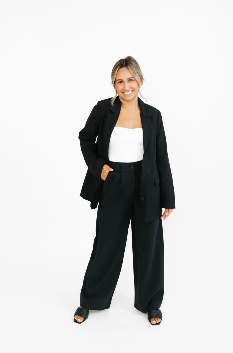 SMASH & TEES - HARPER WIDE LEG PANT II IN MIDNIGHT BLACK