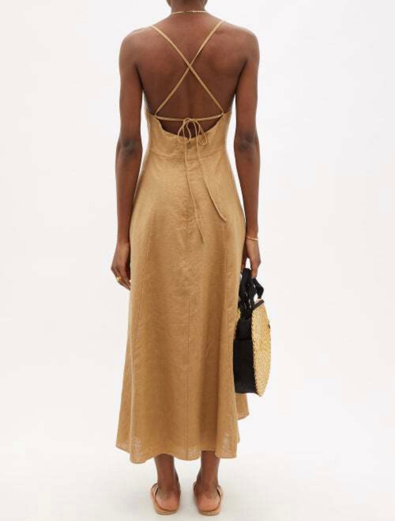 MARA HOFFMAN
Verona Crossover-Back Hemp Midi Dress - Camel