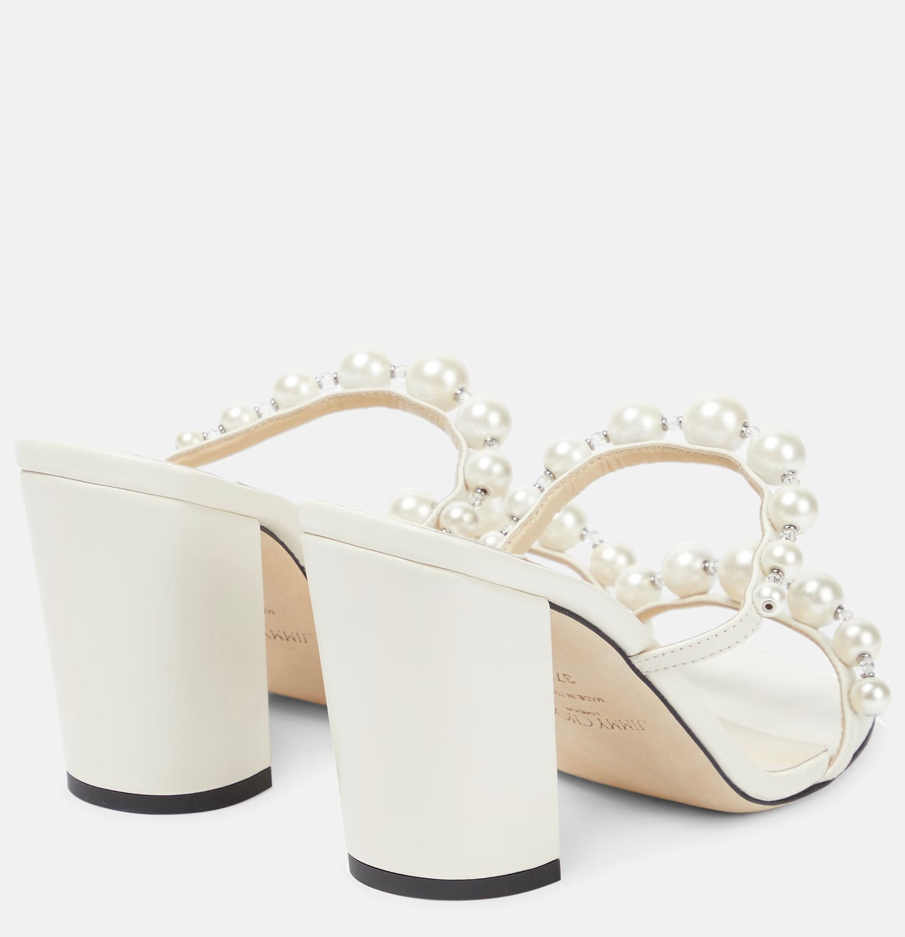 JIMMY CHOO Amara 85 faux pearl-embellished metallic sandals