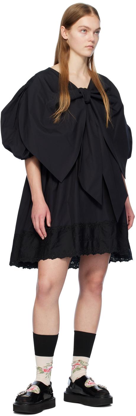 SIMONE ROCHA black short dress, puffy sleeves, giant bow across chest
